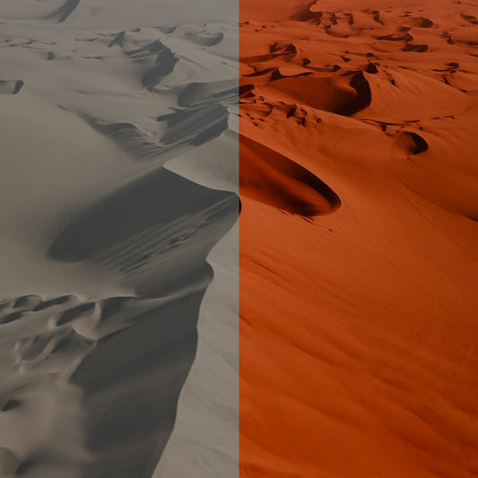 Before and After comparison after color grading a desert landscape!