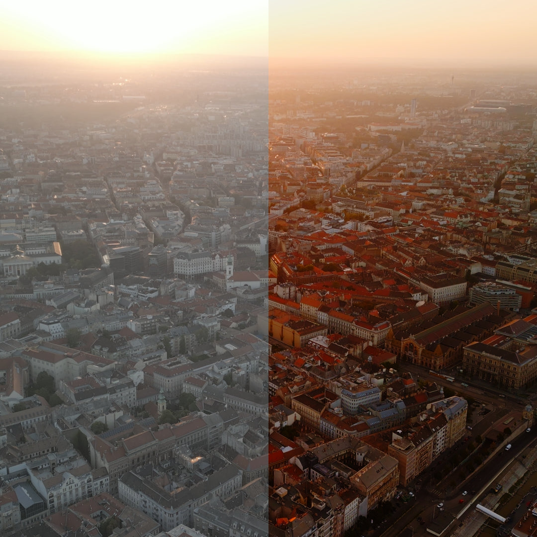 Before and after applying the "Golden Glow" LUT!